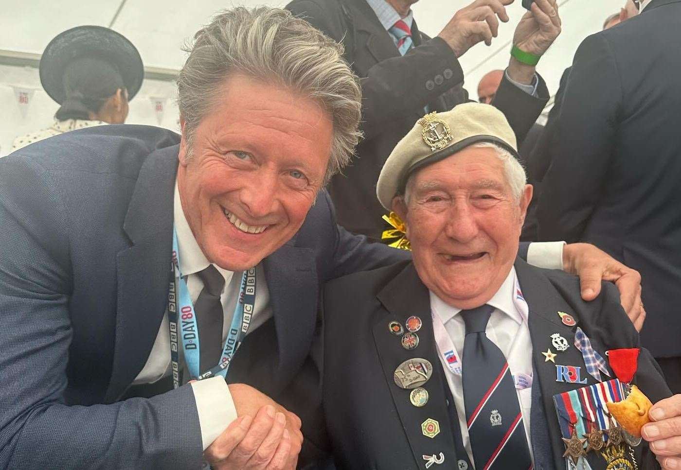 D-Day veteran Roy Harrison with BBC Breakfast's Charlie Stayt