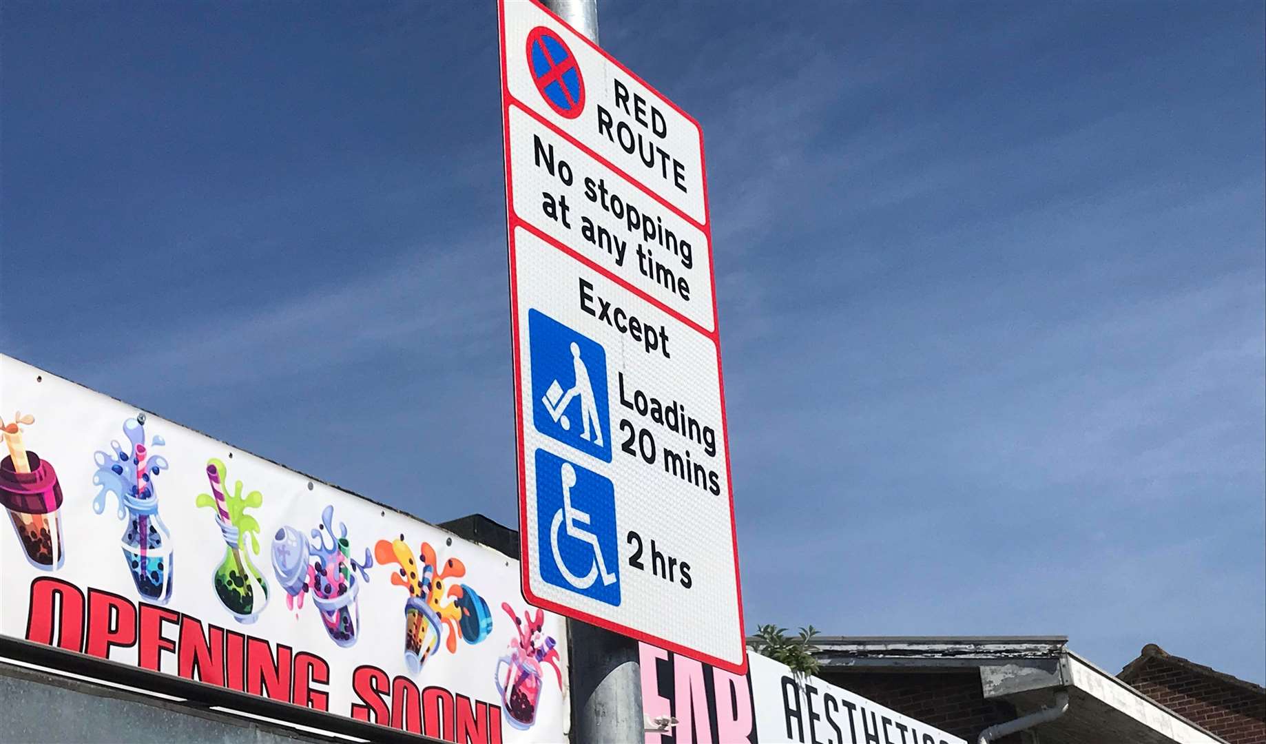 The red route loading bay rules outside Mr Goddard’s shops on Rainham High Street