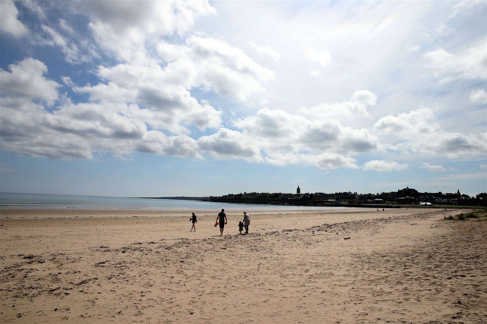 With coronavirus lockdown measures more strict in Scotland, it was a quieter scene at St Andrews Beach (Andrew Milligan/PA)