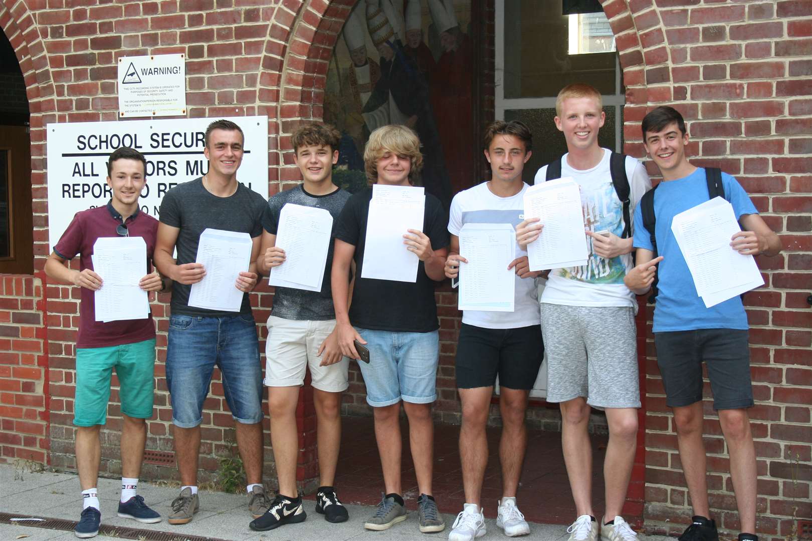 Year 11 pupils at Ursuline College celebrate their GCSE results. Picture: Mary Louis