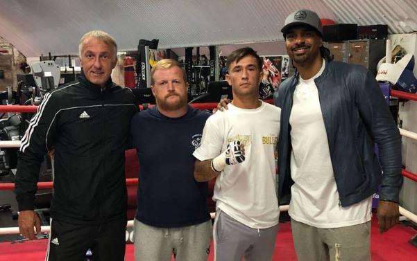 Brandon Ball, third left, with former world heavyweight champion David Haye