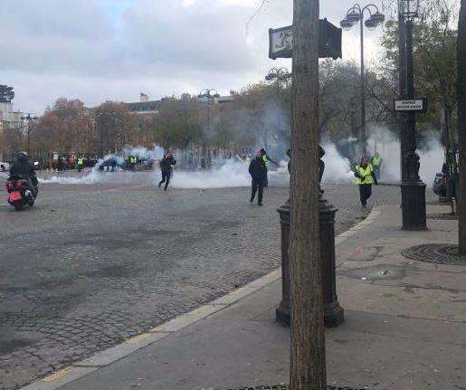 Teargas has been used by police on the streets of Paris. Picture: Aliye Cornish