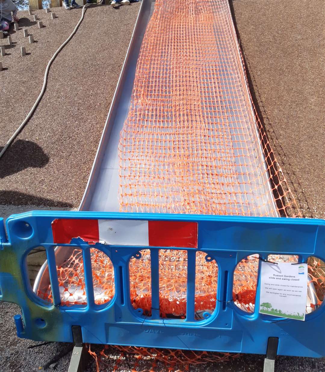 Out of bounds. The slide sealed off at the play park