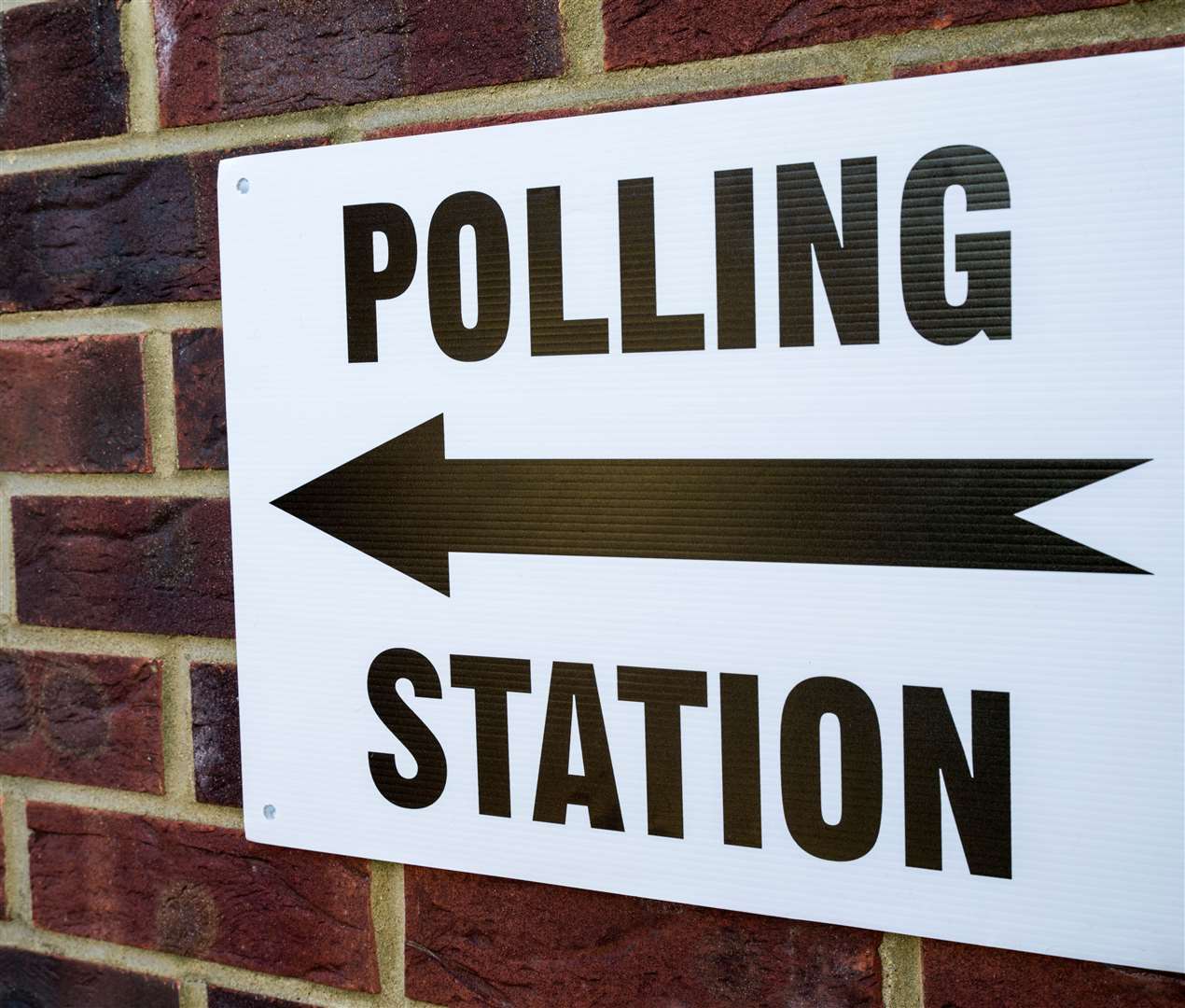 A sign outside a Polling Station on election day in the UK.