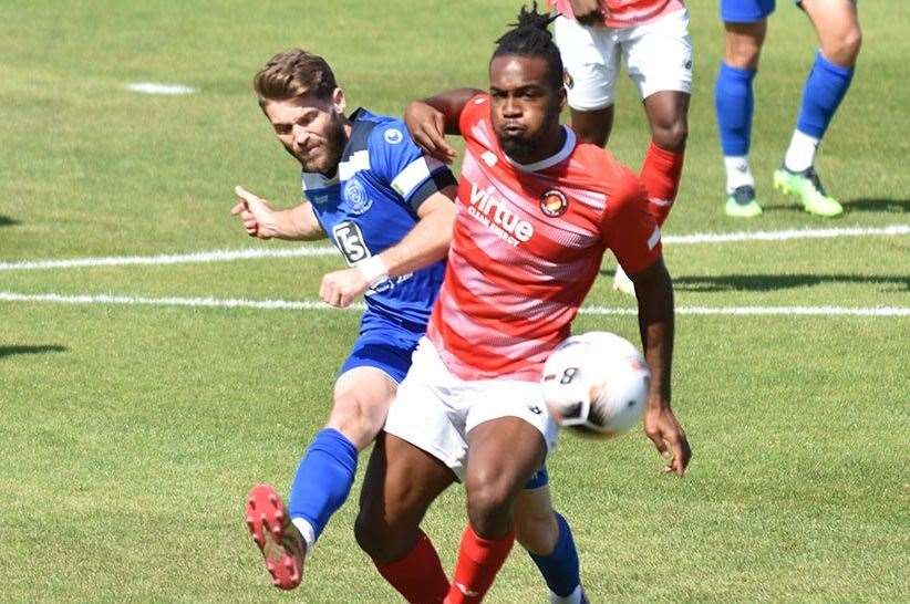 Dominic Poleon in action for Ebbsfleet against Chippenham. Picture: Ed Miller/EUFC