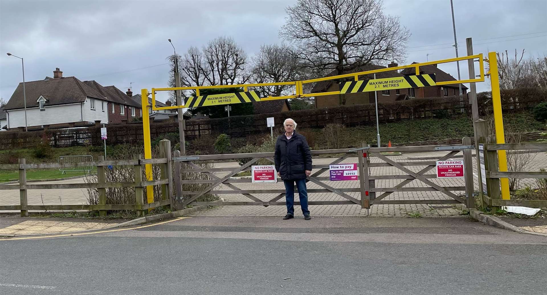 Grandad Ray Hook outside the Memorial Hall Car Park