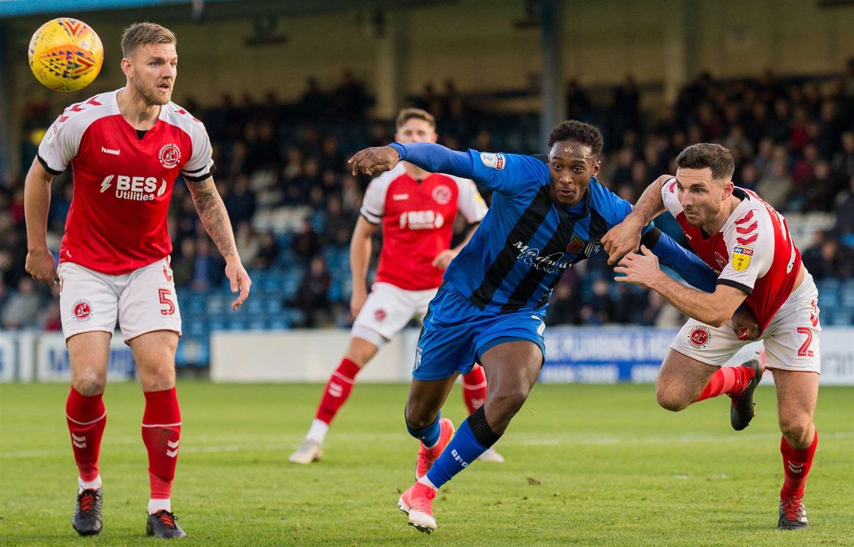 Opening goalscorer Brandon Hanlon challenges with Lewie Coyle Picture: Ady Kerry