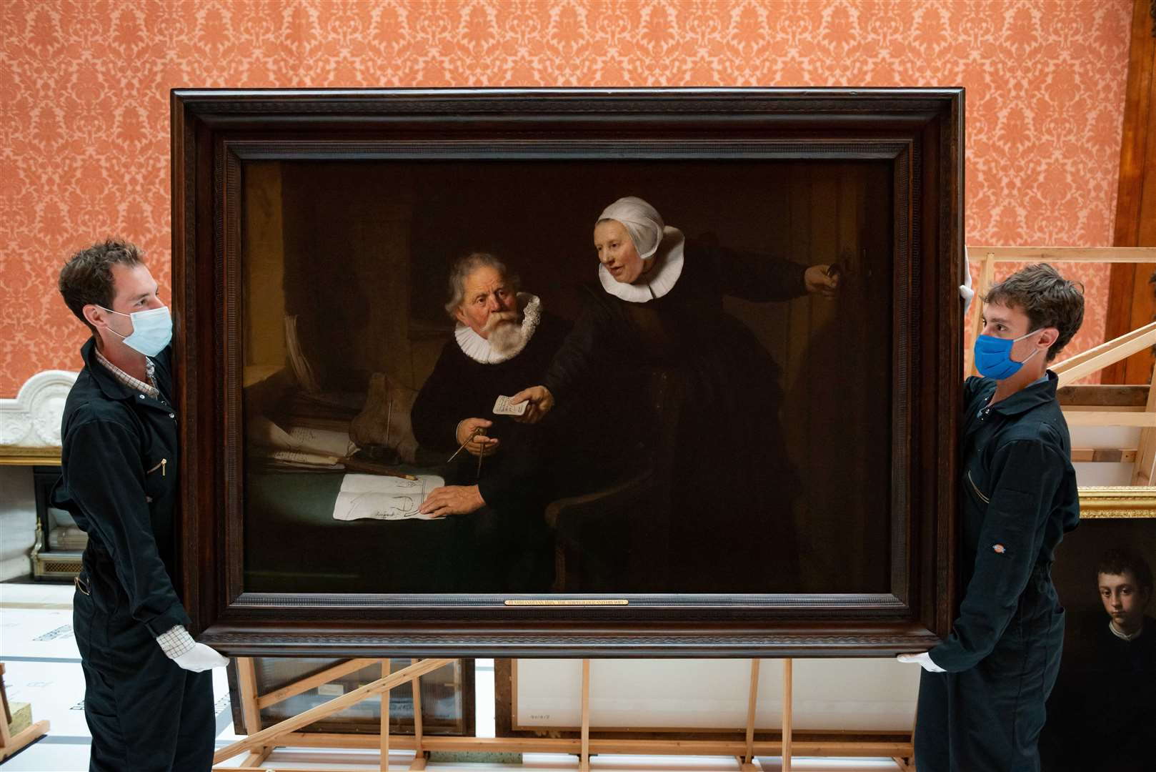 Rembrandt’s The Shipbuilder and His Wife is moved out of the Palace Picture Gallery (Todd-White Art Photography/Ben Fitzpatrick/Royal Collection Trust/PA)