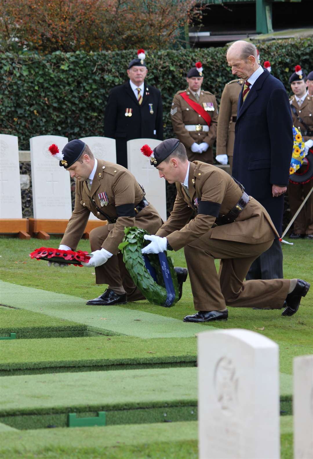 The Duke of Kent watches as wreaths are laid (A Eden/Crown Copyright/PA)