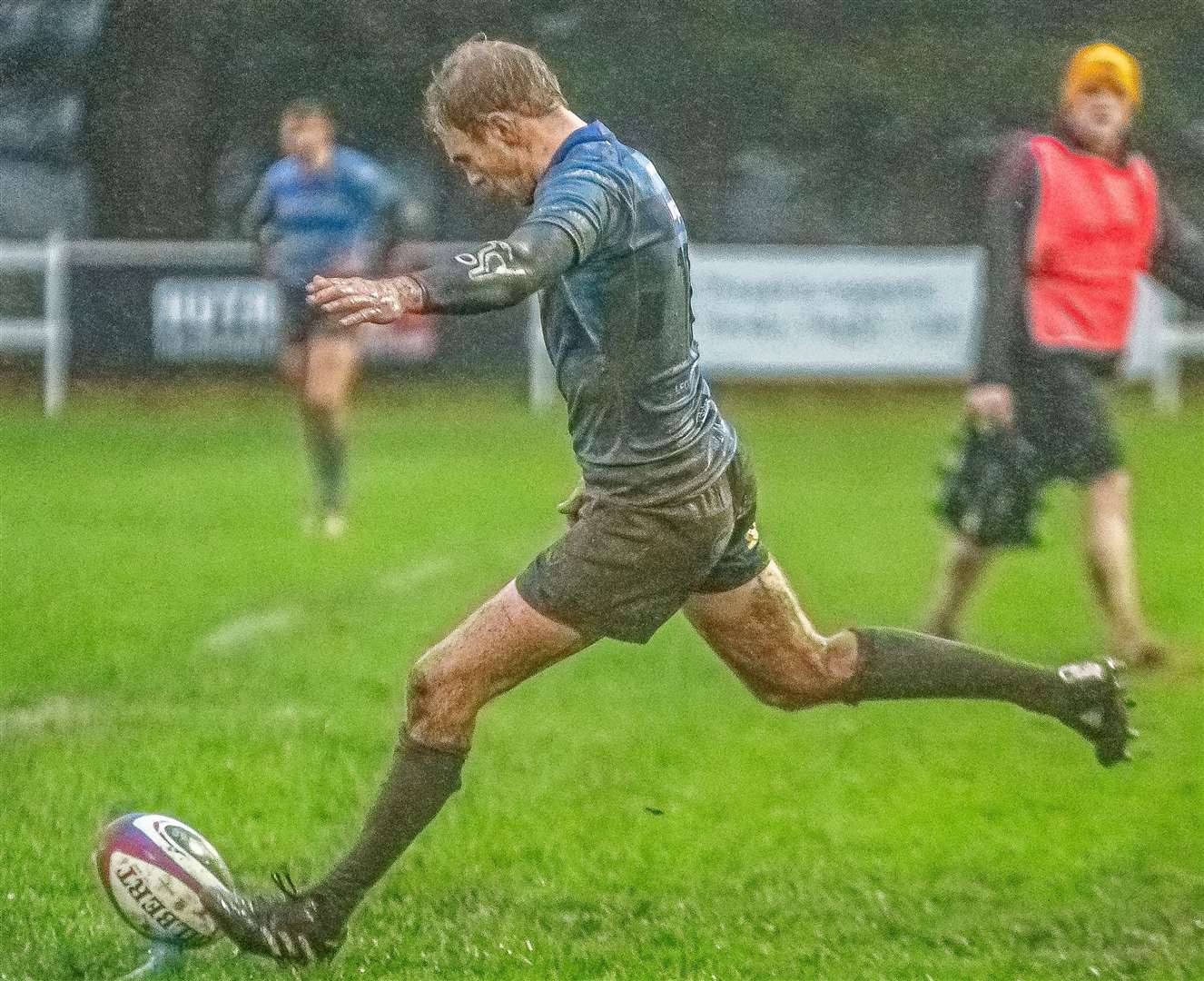 Frank Reynolds kicks from the tee for Canterbury Rugby Club in their 17-16 weekend National League 2 East loss at Henley Hawks. Picture: Phillipa Hilton