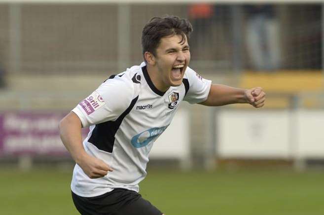 George Monger wheels away after scoring to make it 3-3 (Pic: Andy Payton)