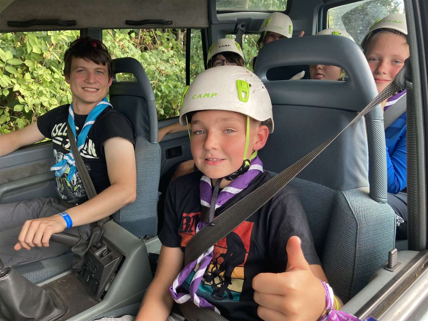 Scouts from Littlebourne prepare for an exciting ride through the woods in a 4x4