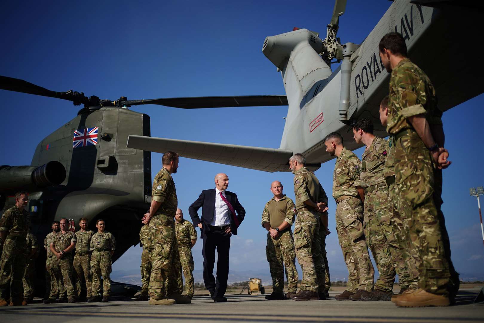 Defence Secretary John Healey visits RAF Akrotiri, during a visit to Cyprus to meet troops (Yui Mok/PA)