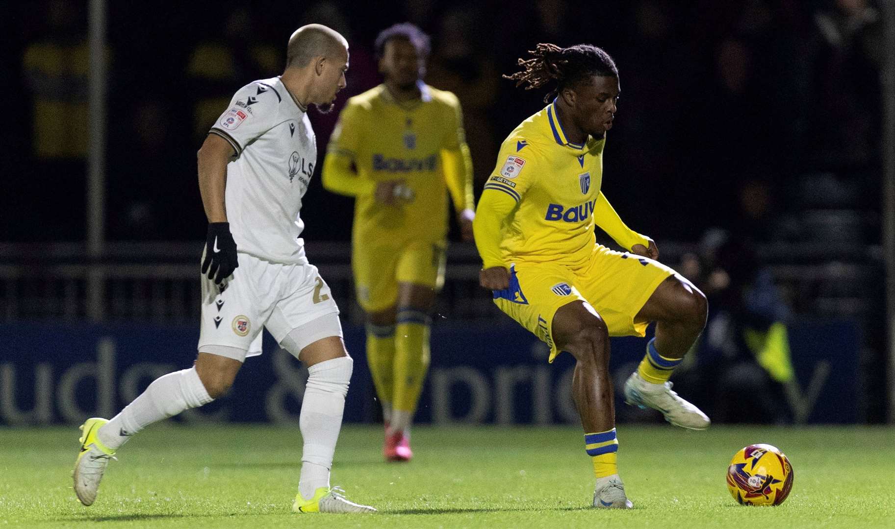 Shad Ogie in action for Gillingham in their game at Bromley Picture: @Julian_KPI