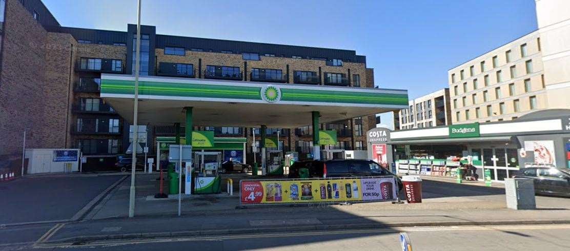 Police were called to the BP petrol station in Beaver Road, Ashford, after reports a man had been assaulted nearby. Picture: Google