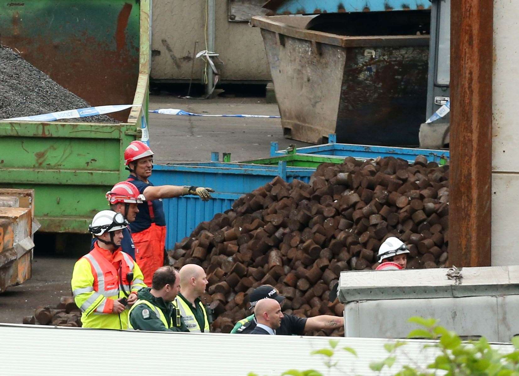 The scene at Hawkeswood Metal Recycling after the collapse (Chris Radburn/PA)