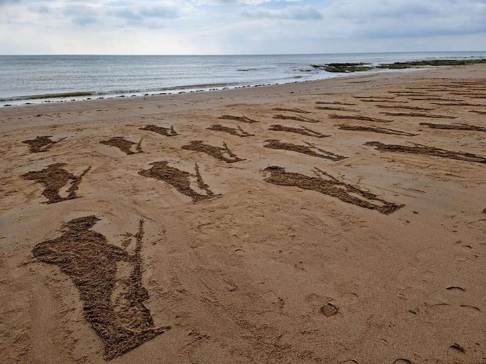 The troops have been marked into the sand. Picture: Dean Spinks