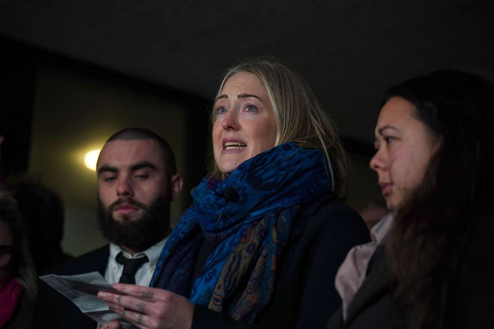 Brianna Ghey’s mother Esther Ghey making a statement outside Manchester Crown Court in December, after Jenkinson and Ratcliffe were found guilty of Brianna’s murder (Peter Byrne/PA)