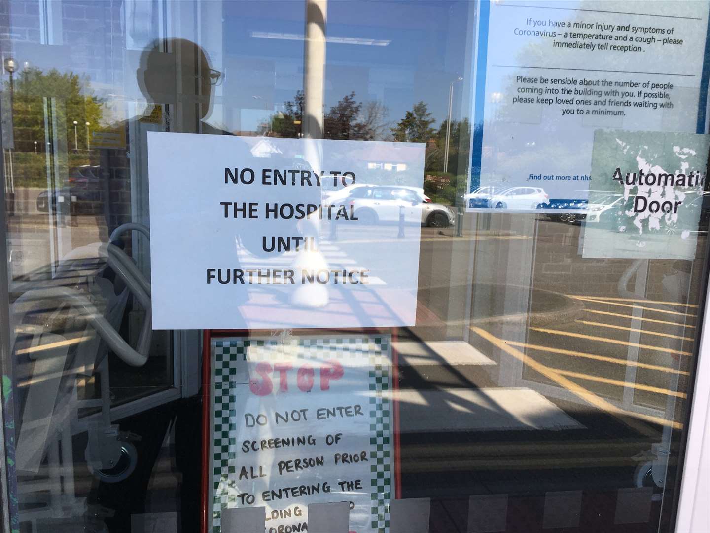 The sign at the entrance of Sittingbourne Memorial Hospital in May during an earlier knife alert