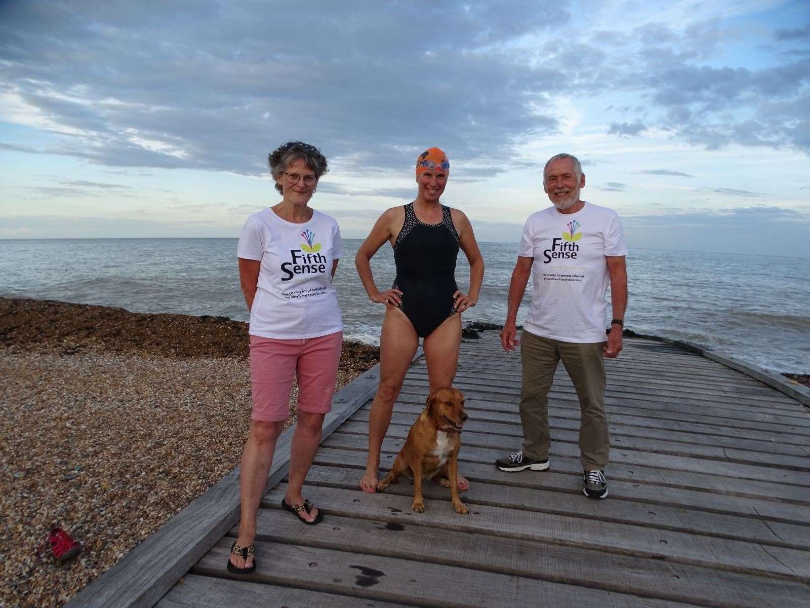 Sarah Philpott pictured with David Rudge who is dealing with anosmia (loss of smell) and is her reason for choosing ‘Fifth Sense’, and his wife Christine