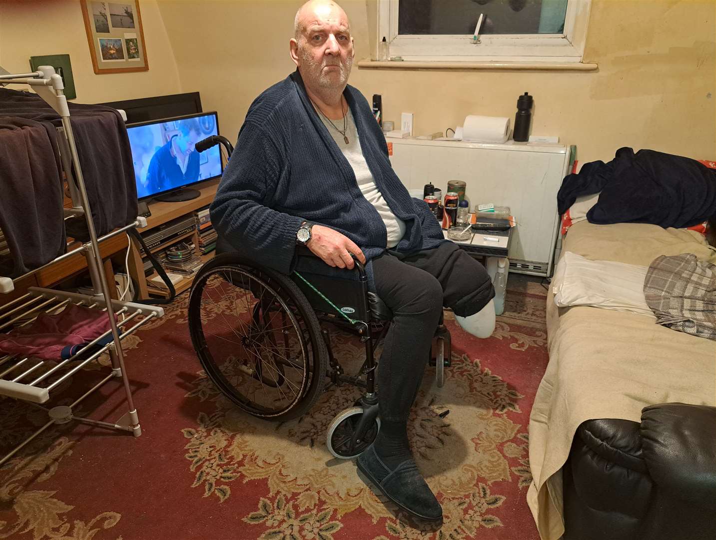 Richard Barnes is still being housed in a third-floor flat in London Road, Dover, despite having his leg amputated