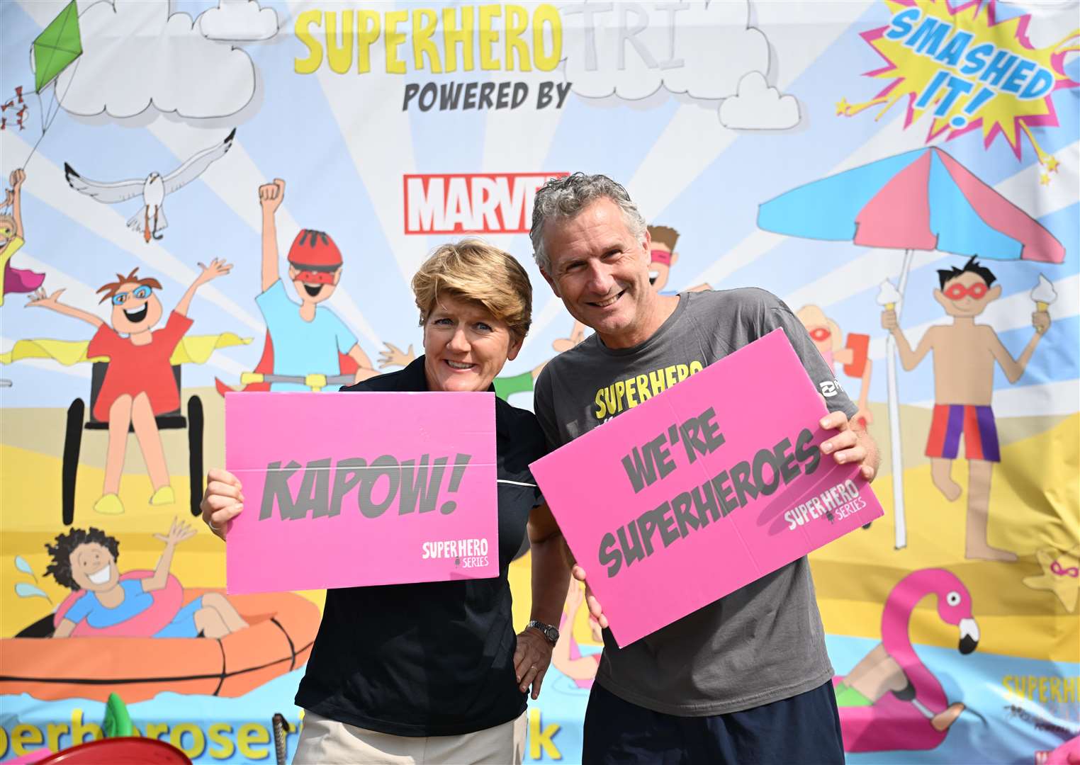 Adam Hills was one of the famous faces at the event (Superhero Tri powered by Marvel/Andy Hooper/PA)