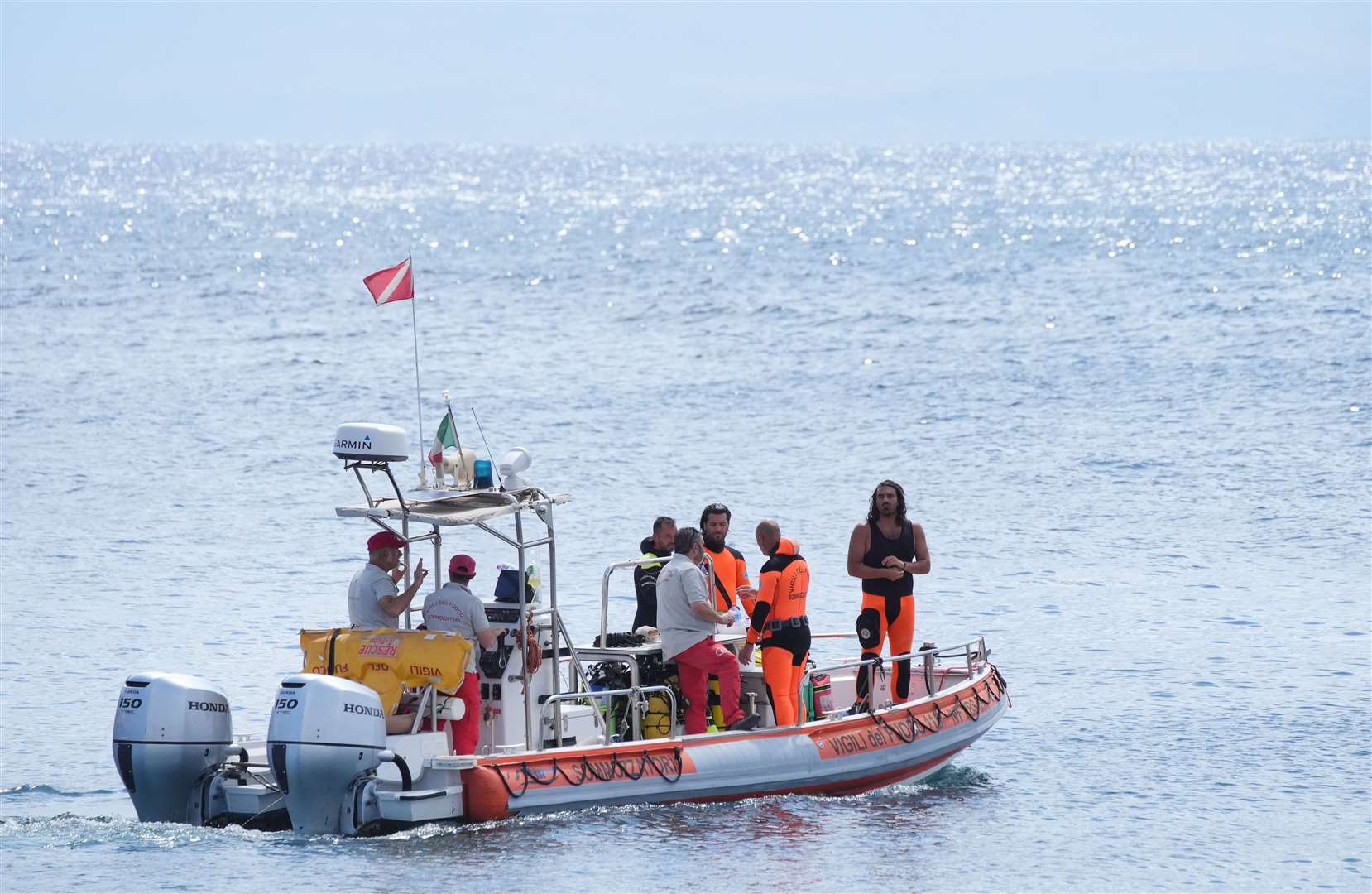 Divers searched for the six tourists after the luxury yacht sank off the coast of Sicily following a storm. Picture: Jonathan Brady/PA Wire