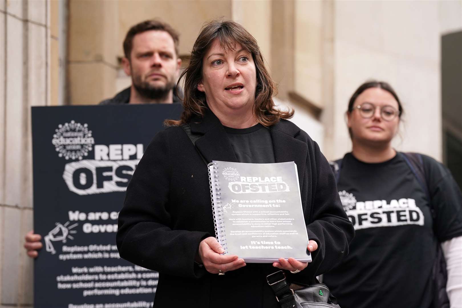 Niamh Sweeney outside the Department for Education (Kirsty O’Connor/PA)