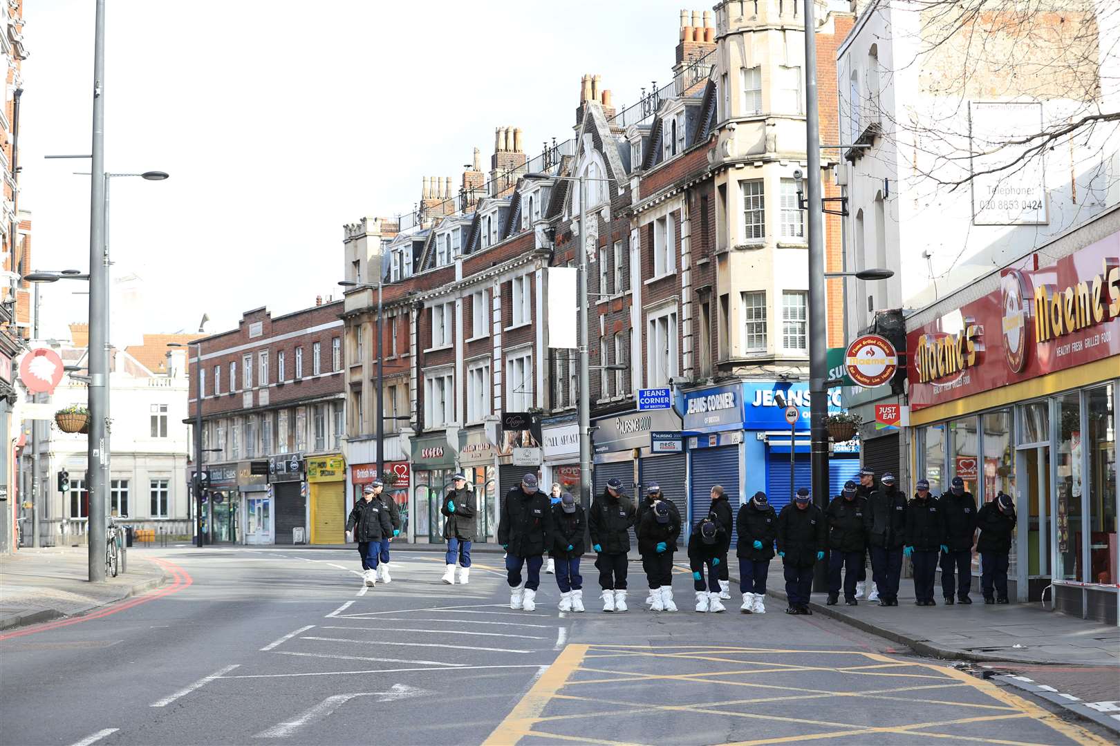 Police activity at the scene following the terror attack in Streatham High Road in February 2020 (Aaron Chown/PA)