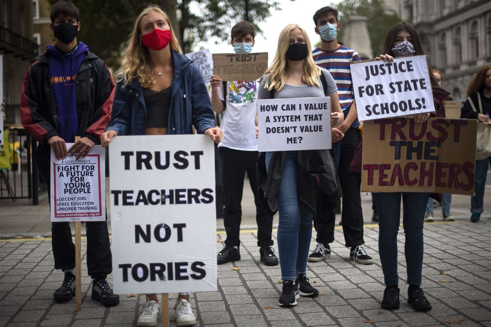 Students protest following the Government’s handling of this year’s A-level results (Victoria Jones/PA)