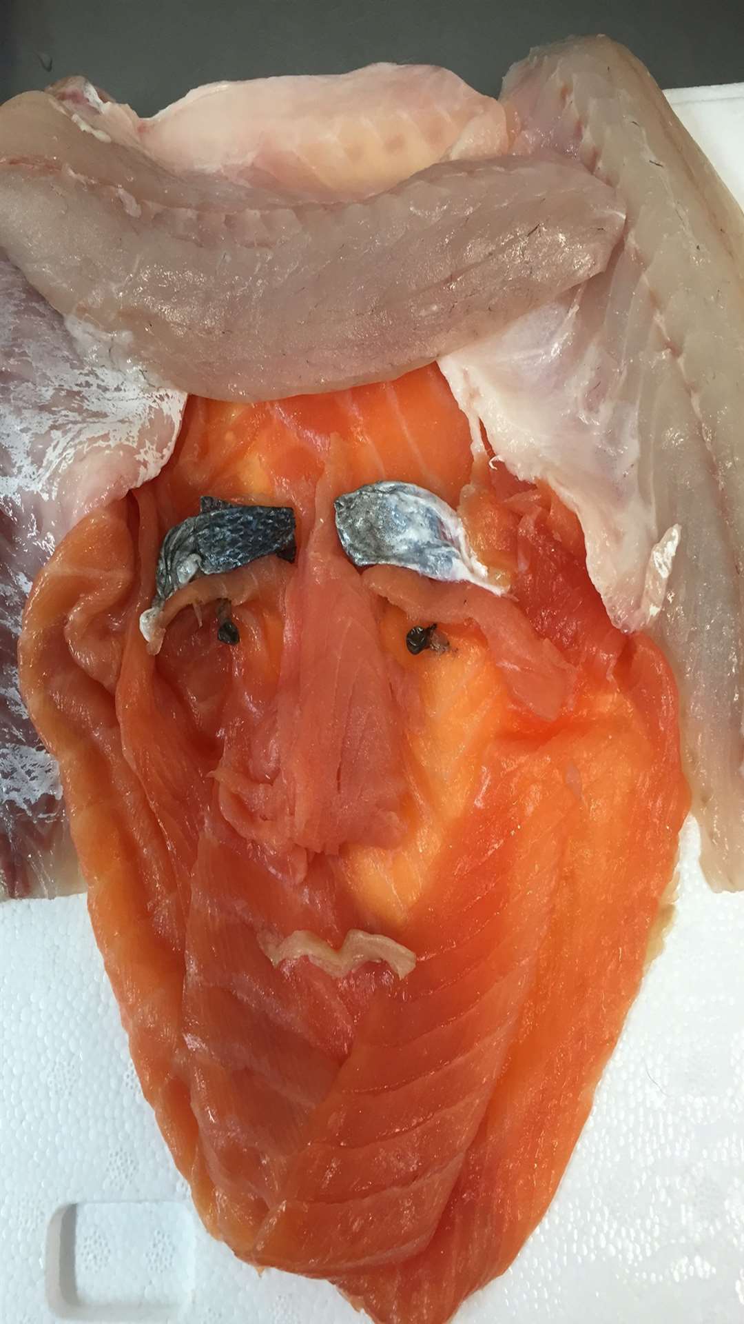 Trump's hair was made out of sea bass and his face out of smoked salmon