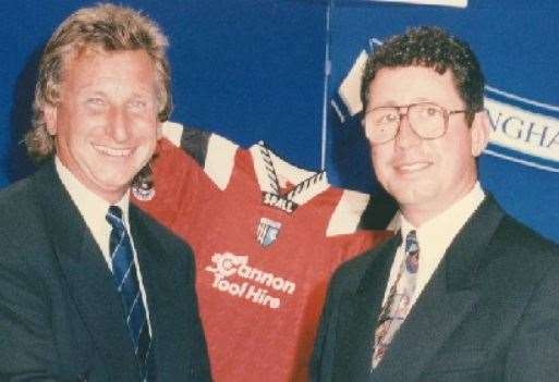 The former Gills chairman and owner Tony Smith with Paul Scally