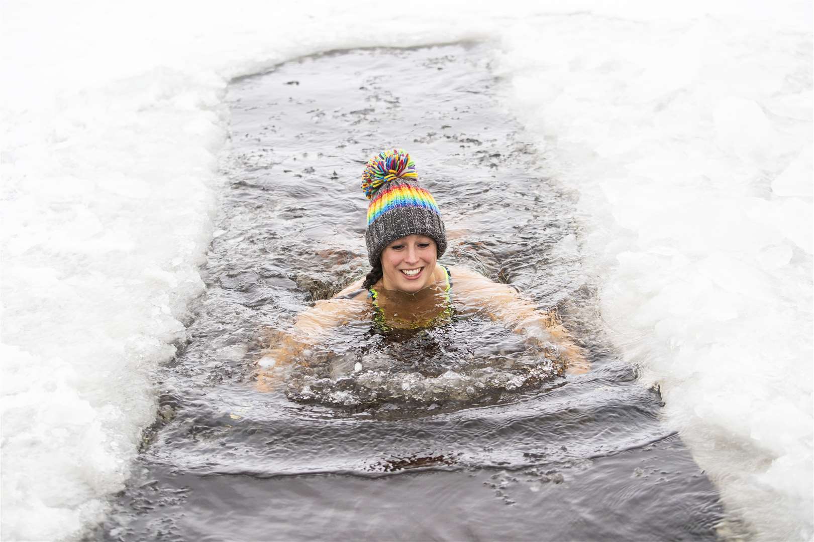 before jumping in … (Jane Barlow/PA)