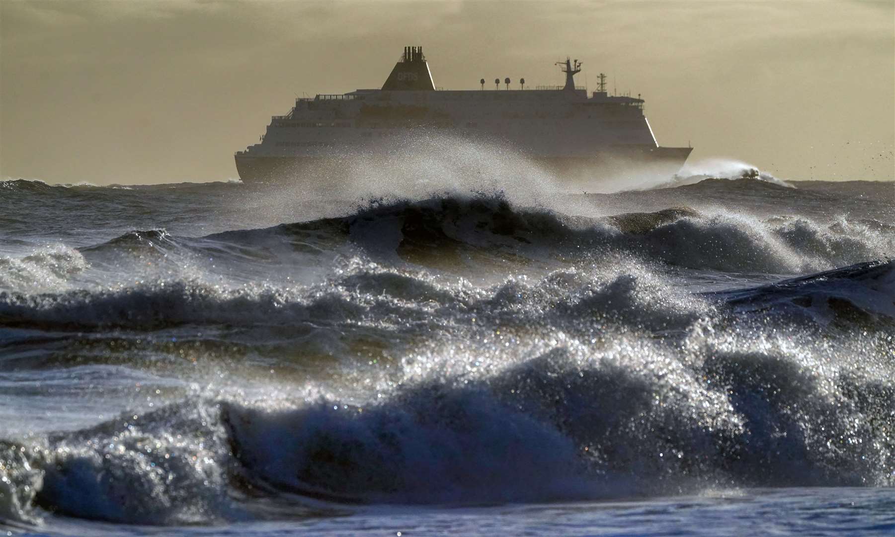 The start of 2023 saw stormy seas rage around the coastline, with ships forced to battle massive waves and swells, including here at the mouth of the Tyne on the North East coast (Owen Humphreys/PA)