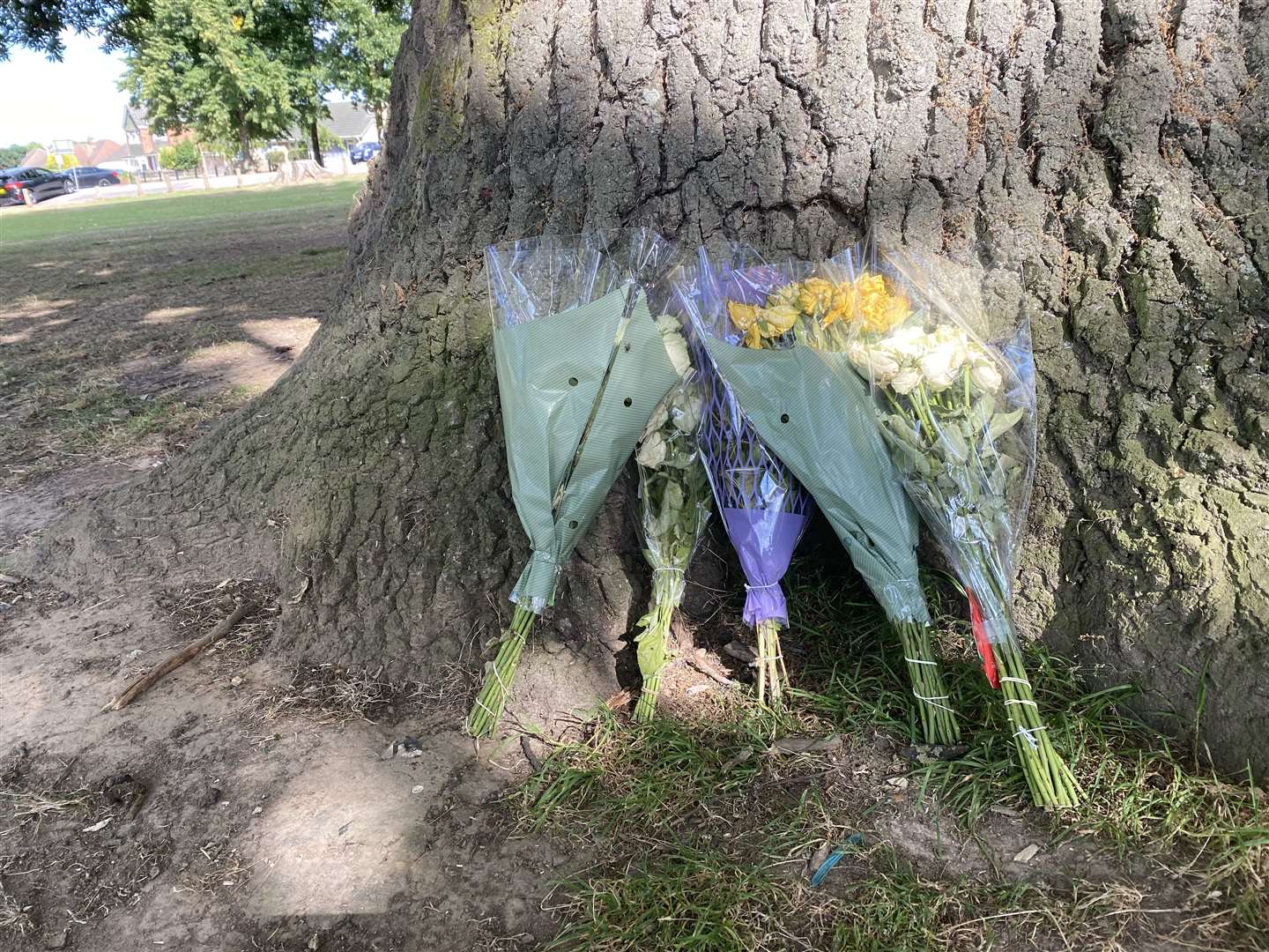 Floral tributes left to Preston Turner in Grove Park, Sittingbourne
