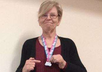 Margaret Bowerman with her Aspire Channel Swim medal, which she achieved after losing 11 stone