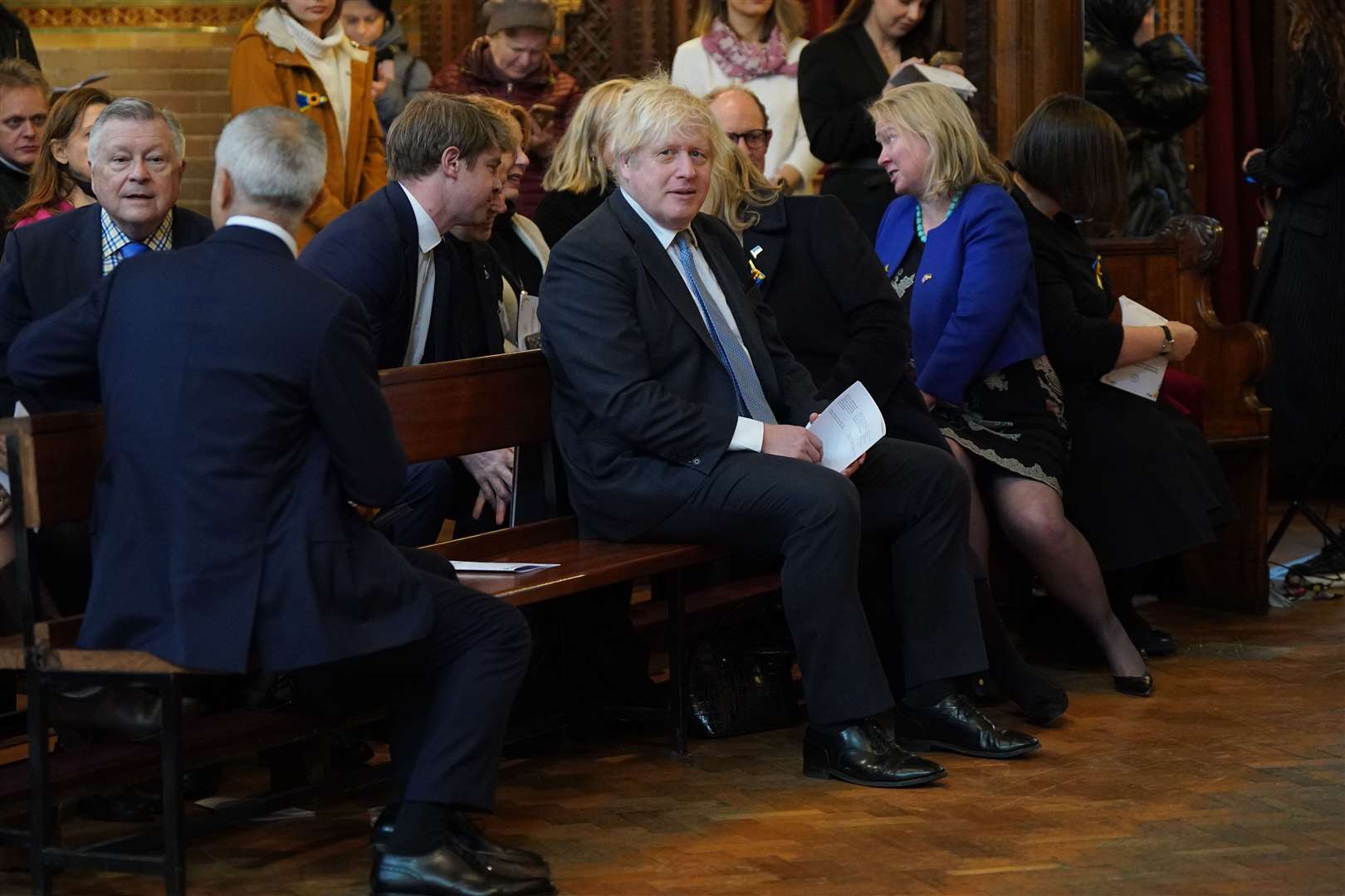 Former prime minister Boris Johnson attending a prayer service to mark the one-year anniversary of the Russian invasion of Ukraine (Yui Mok/PA)