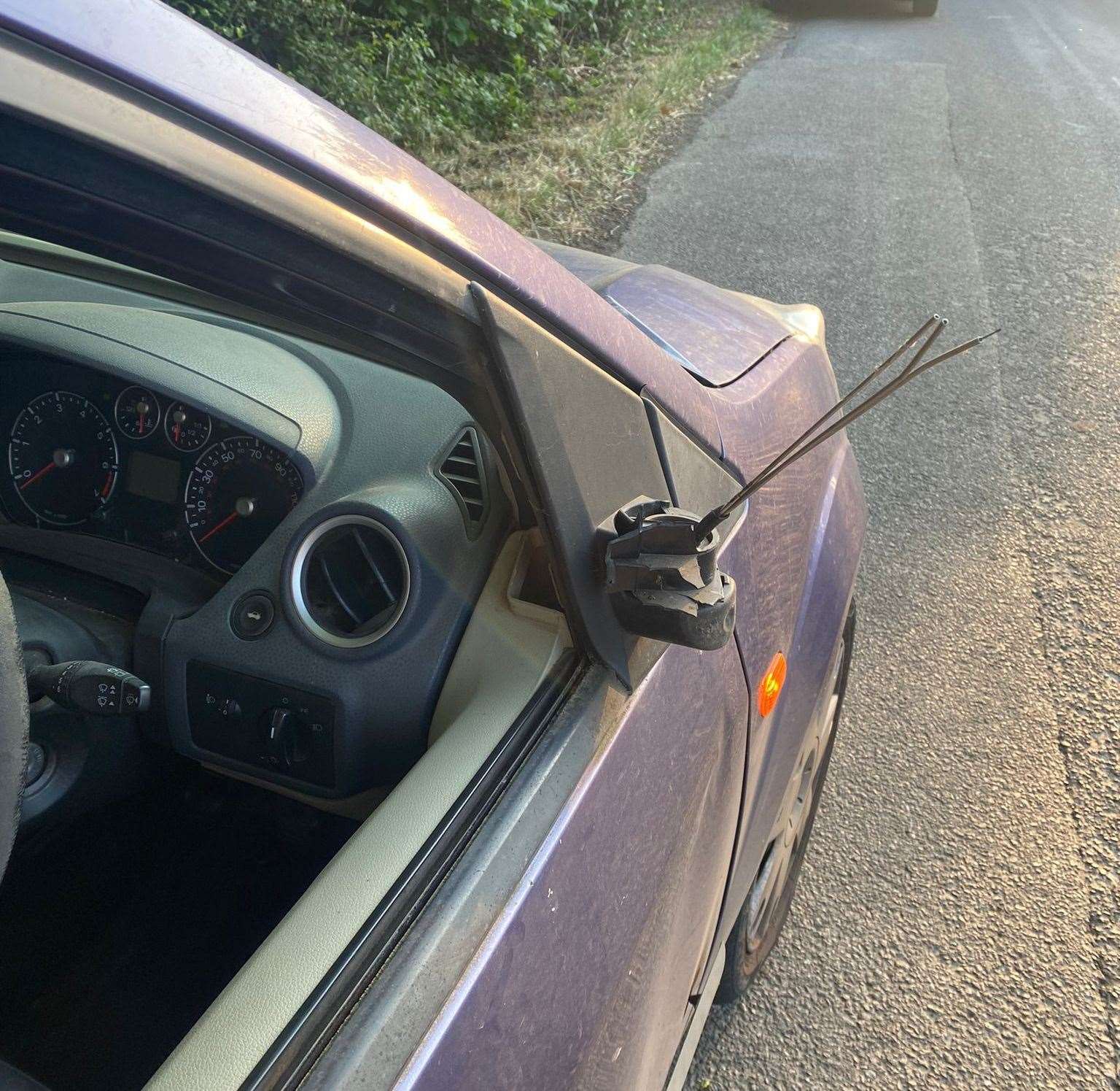 Debris from the shattered wing mirror went into the side of Forest Tozer's face. Picture: Zak Tozer