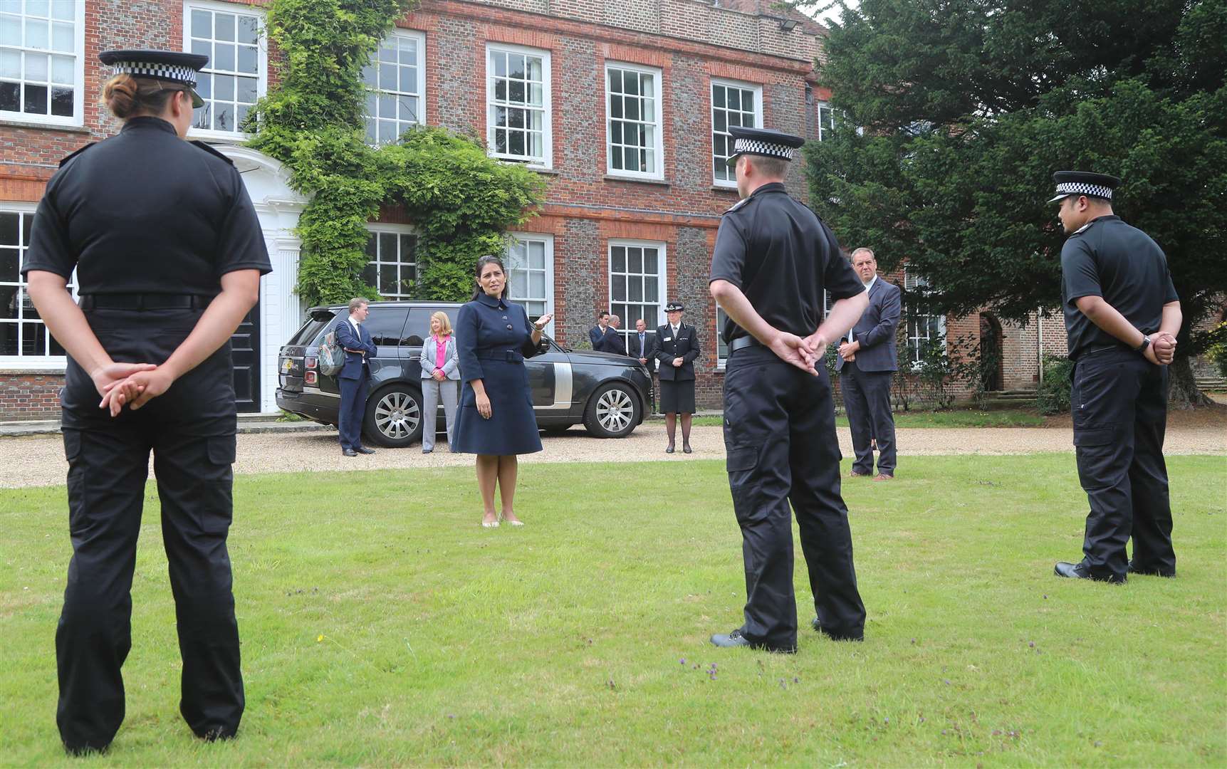 Home Secretary Priti Patel meets new recruits (Gareth Fuller/PA)