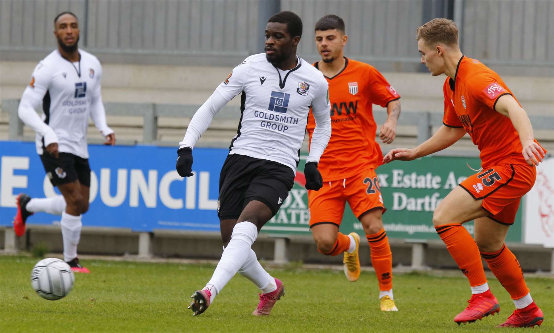 Jacob Berkeley-Agyepong on the ball for Dartford against Bath. Picture: Andy Jones (42742924)