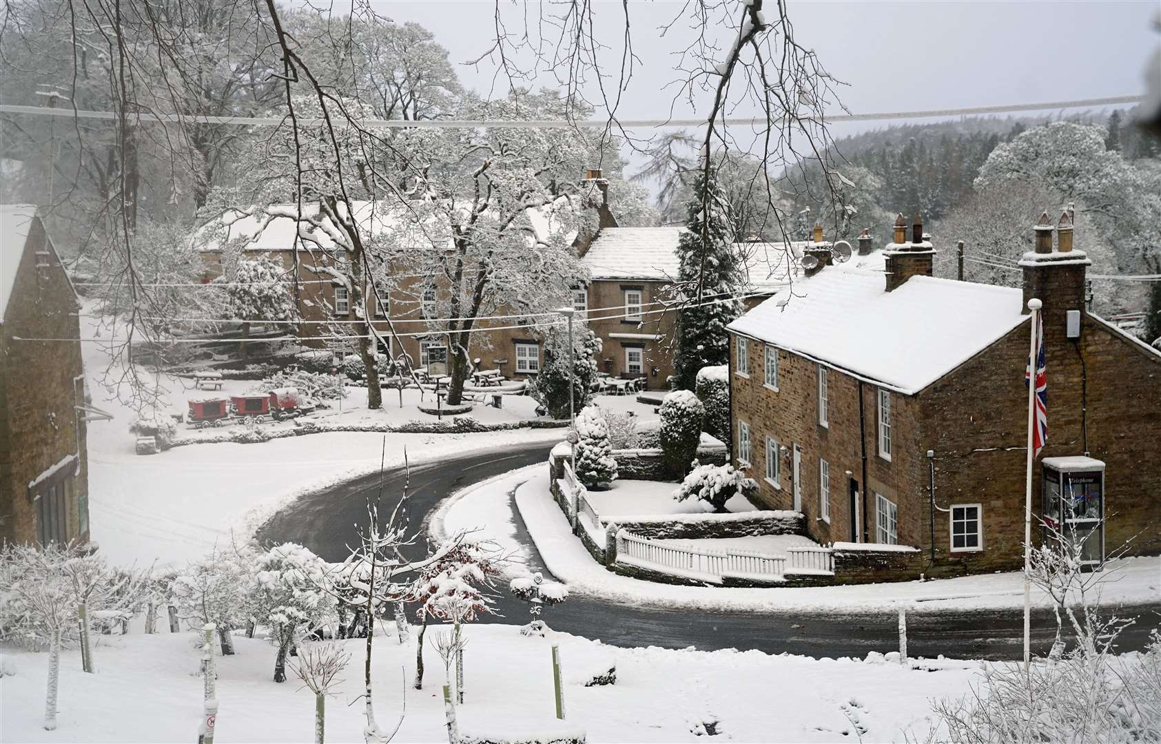 But further north in Northumberland, the storm brought heavy snow (Owen Humphreys/PA)