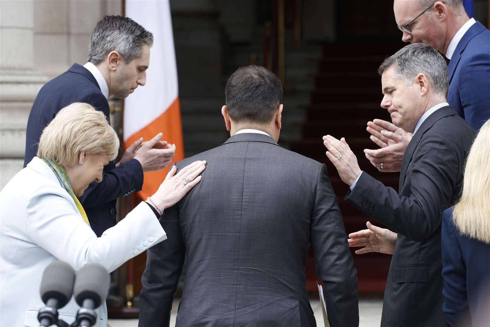 Taoiseach Leo Varadkar leaves after speaking to the media at Government Buildings in Dublin, he has announced he is to step down as Taoiseach and as leader of his party, Fine Gael (Nick Bradshaw/PA