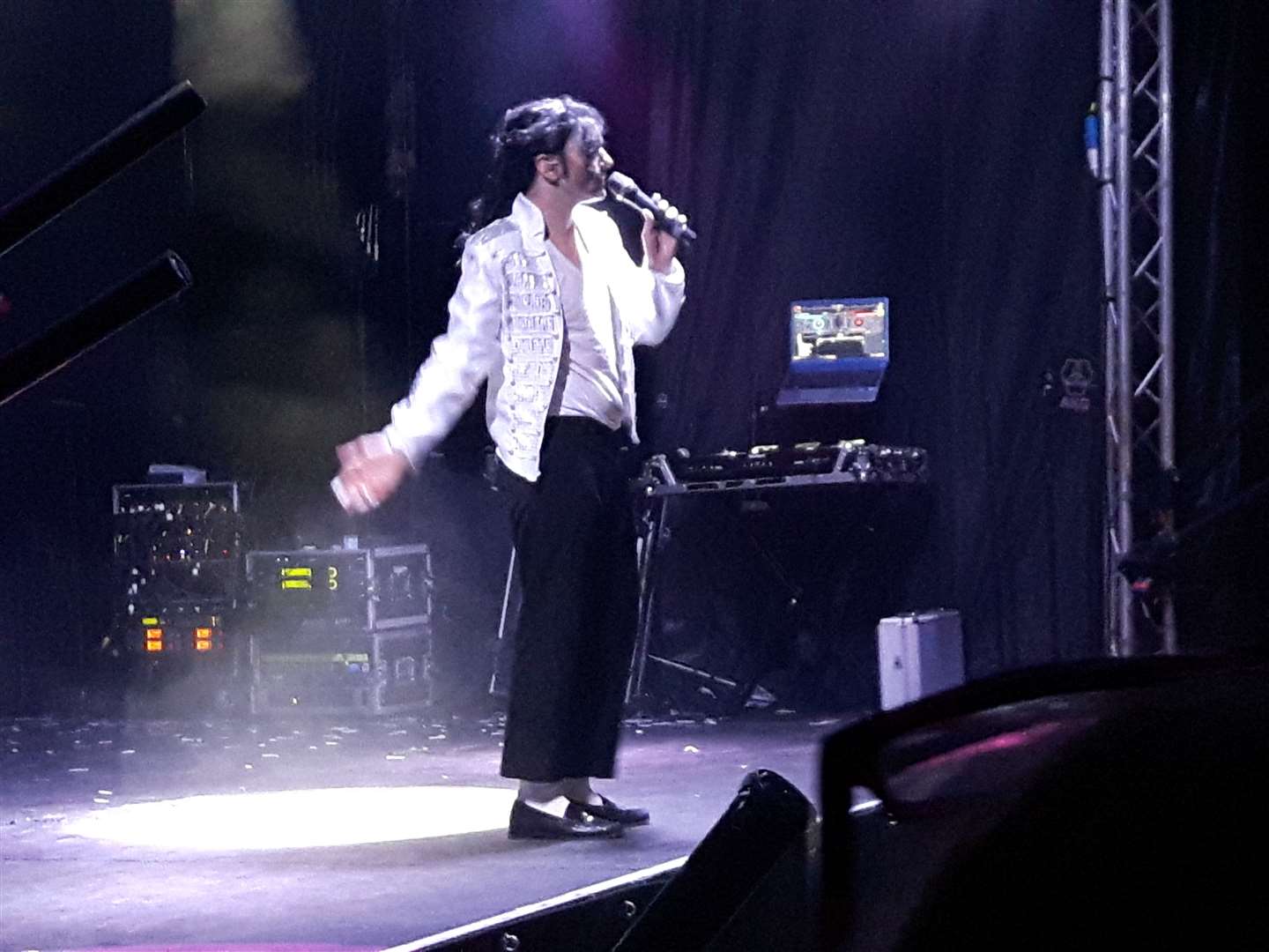 Ben Bowman on stage as Michael Jackson