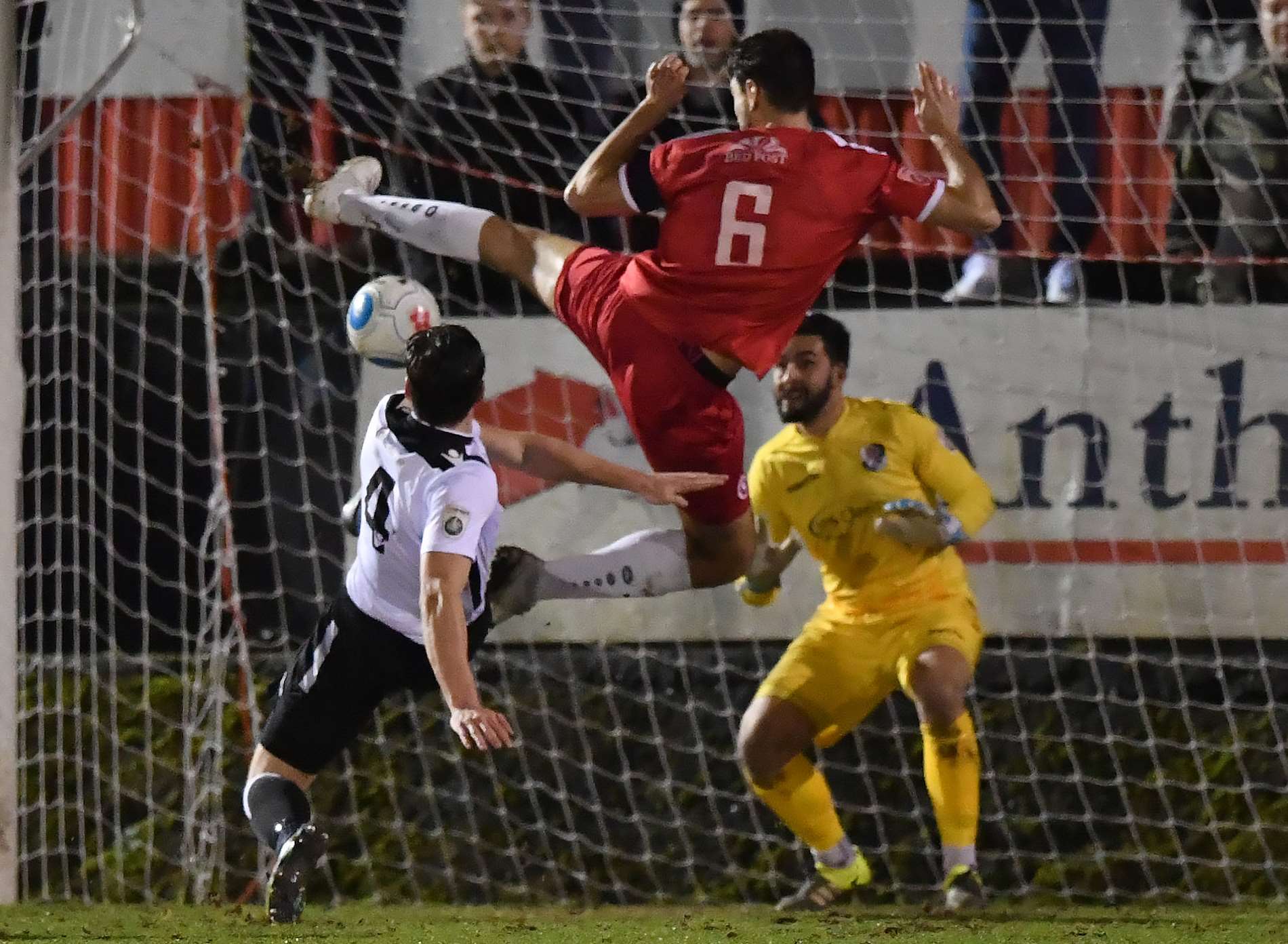 Welling's Sean Francis is unable to connect under pressure from Tom Bonner. Picture: Keith Gillard