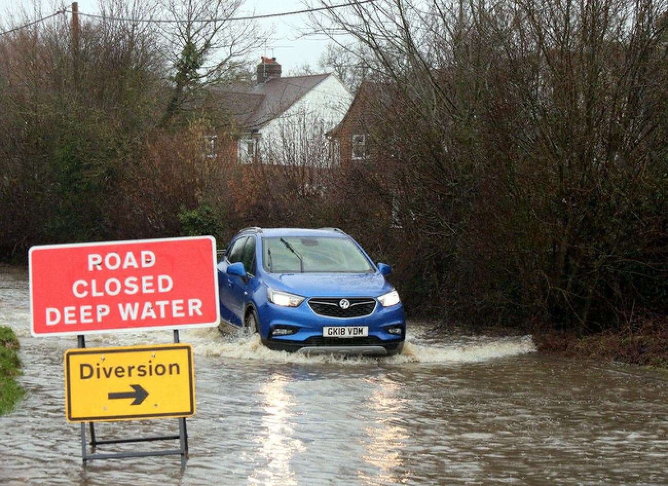 Flooding has hit many roads across the county as Storm Dennis rages on Picture: UKNIP