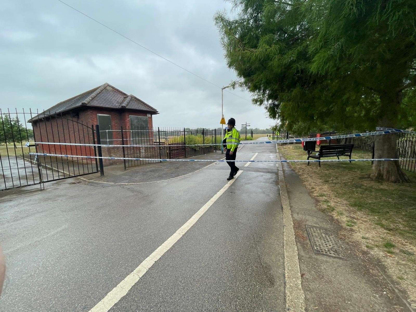 An officer at a cordon. Pictures: Sean McPolin