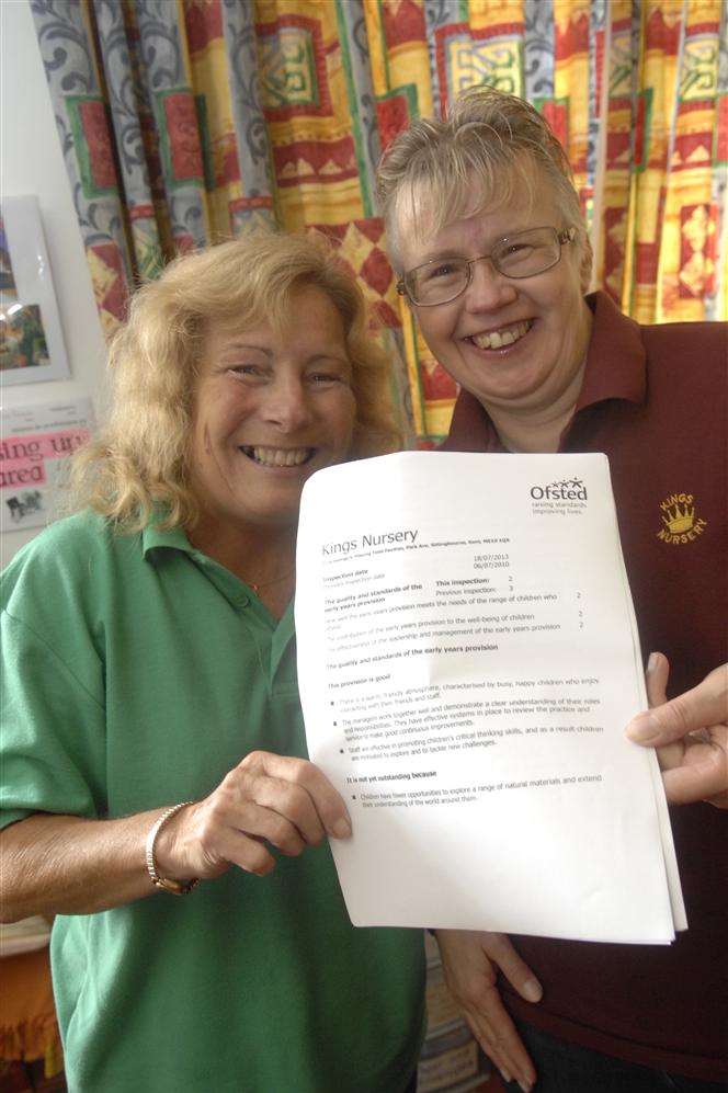 Co-manager Kim Beech and deputy manager Dawn Austin at the King's Nursery in Park Avenue, Sittingbourn with their good Ofsted report