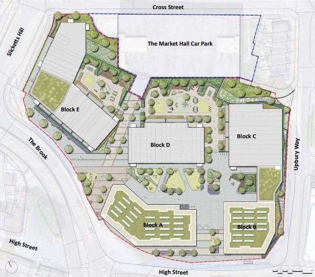 The Market Hall Car Park is planned to provide parking spaces for residents, but is not part of the application. Photo: Arpenteur Nightingale Ltd