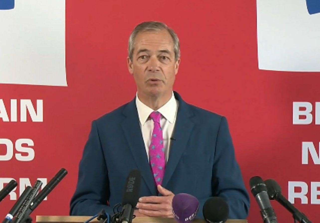 Nigel Farage speaking in Dover on Tuesday morning