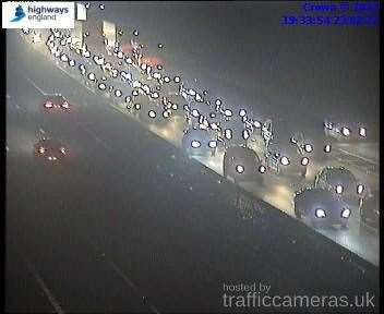 Traffic at a standstill on the A2. Image: Highways England